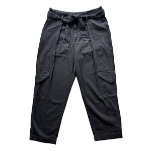 Edwin Jeans Womens 31 Black Denim Harlow Cotton Wide Leg Pockets‎ Belted Baggy